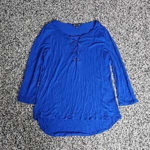 Women's Blue Lace-Up Top